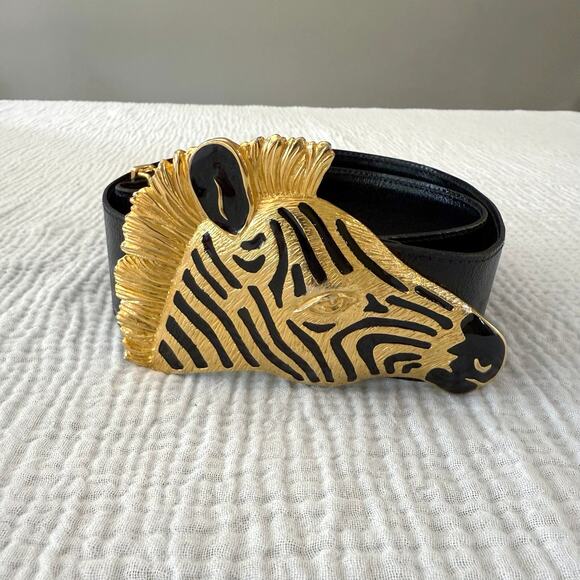 Dotty Smith Belt Size 28 - 32 Genuine Snake Belt Large Zebra Head Buckle - Picture 2 of 12